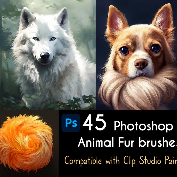 Photoshop Fur brushes. 45 Animal Fur Brushes - Clip studio Paint Fur brushes