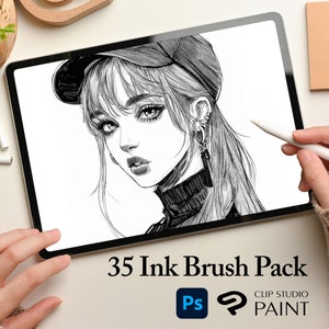 Photoshop brushes lineart - Photoshop inking brush - Photoshop brush for ink - Clip Studio Paint ink brush - Lineart brushes - Sumi brushes