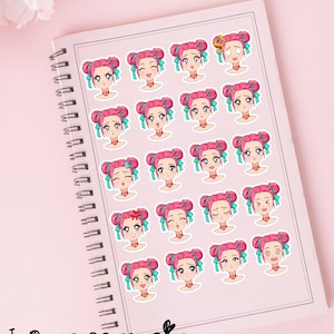 20 stickers Chibi - Stickers fille Chibi - Stickers Chibi kawaii - Stickers emotes jolie fille - Fait main