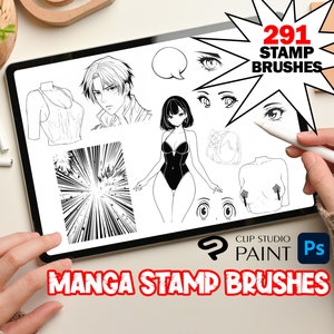 291 Photoshop-manga-stempelpenselen - Photoshop-penseel Anime - Clip Studio Paint-manga-stempelpenselen