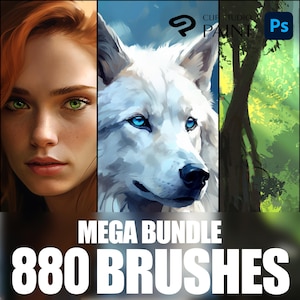 880 brushes for Photoshop and ClipStudio Paint  - Photoshop Brush Mega Bundle - Clip Studio Paint brush bundle