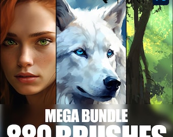 880 brushes for Photoshop and ClipStudio Paint  - Photoshop Brush Mega Bundle - Clip Studio Paint brush bundle