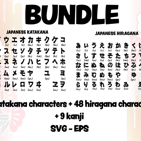 Japanese Alphabet (Hiragana - Katakana) and Kanji SVG/EPS Files for Crafting and Design