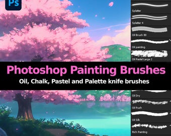 Photoshop Painting Brushes. 41 Oil, Chalk, Pastel and Palette knife Brushes. Clip Studio Paint brushes