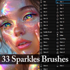 33 Star Photoshop Brushes, Star Brushes, Star Stamps, Digital Stars, Star Designs, Sparkles Brush, Glitter Brush, Clip Studio Paint Brushes