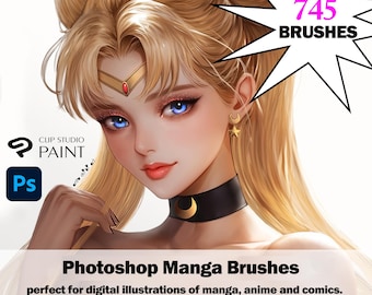 745 Photoshop-mangapenselen - Photoshop-penselen Anime - Clip Studio Paint-mangapenselen