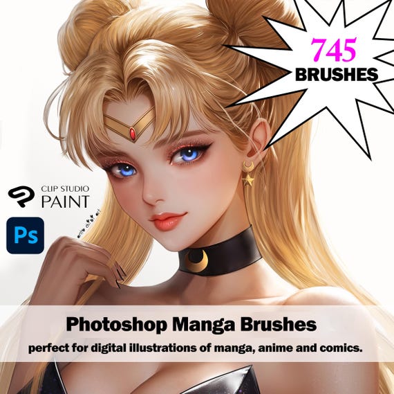 745 Photoshop Manga Brushes - Photoshop Brush Anime - Clip Studio Paint Manga Brushes