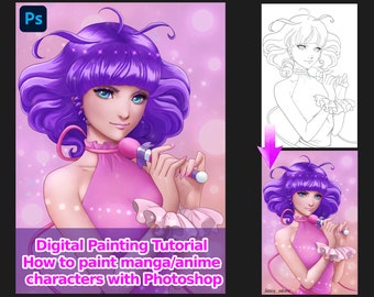 Digital Painting Tutorial - How to paint Anime/Manga characters with Photoshop - How to draw Digital Anime Girl