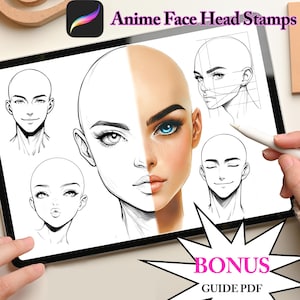 Procreate Manga Face Head Stamps - Procreate Male head stamps - Procreate Face Brushes - Procreate Head Stamps - Procreate manga stamps