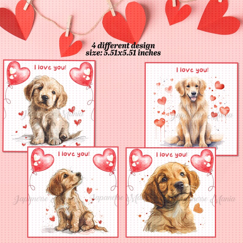 Printable Golden Retriever Love Cards Valentine's Golden Retriever Love ...