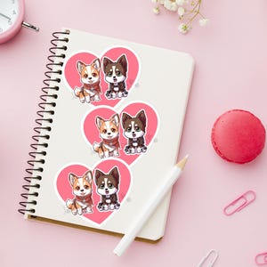 Kawaii Puppies Couple in love sticker - Cute dogs sticker - Anime dogs sticker