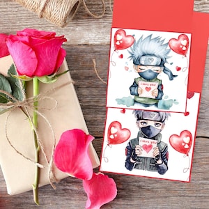Anime Valentinstag Karte - Anime Liebe Karte - Anime Valentinstag Geschenk - Süße Anime Liebe Karte - Handgemacht