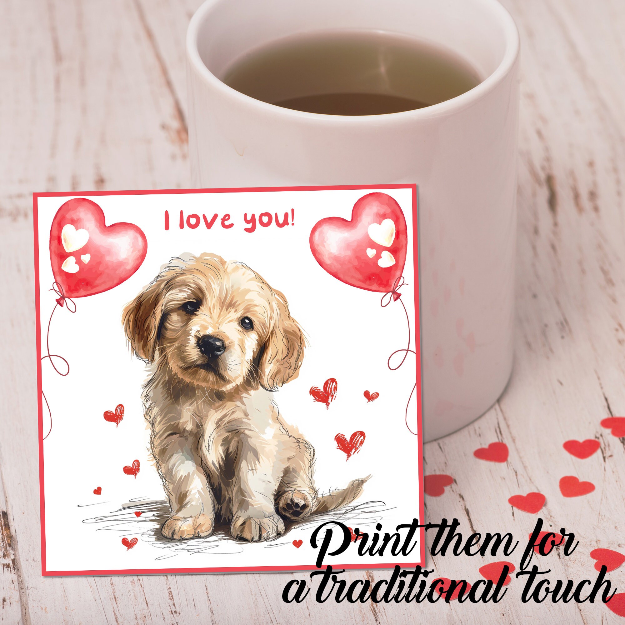 Printable Golden Retriever Love Cards Valentine's Golden Retriever Love ...