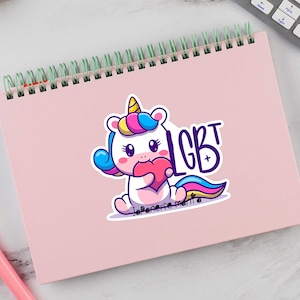 Pegatina holográfica de unicornio LGBT