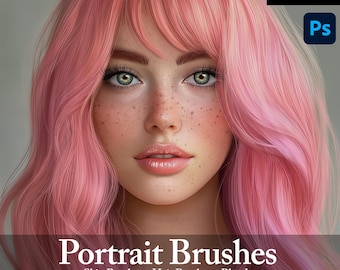 130 Photoshop Portrait Brushes: Photoshop Skin Brushes + Photoshop Hair Brushes + Blender - Clip Studio Paint brushes for digital portrait