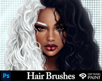 21 Photoshop Hair brushes. Clip Studio Paint Hair Brushes (Hair, Fur, Eyebrown, Lashes, Beard)