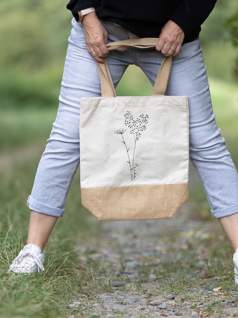 Jute bag, jute bag, carrier bag, shopping bag, name bag, market bag, flower bag, flower shopper image 5