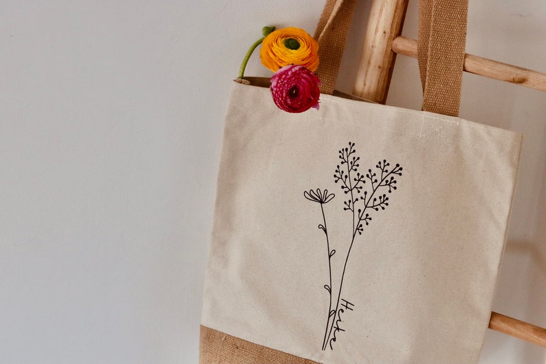 Jute bag, jute bag, carrier bag, shopping bag, name bag, market bag, flower bag, flower shopper image 2