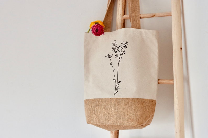 Jute bag, jute bag, carrier bag, shopping bag, name bag, market bag, flower bag, flower shopper image 1