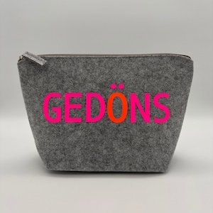 Filztasche, Kosmetiktasche Filz, Gedöns, Recycelt, Neonfarbe, Kulturbeutel, Filz Geschenk, Geschenk Weihnachten, Mitbringsel, Kleinigkeit