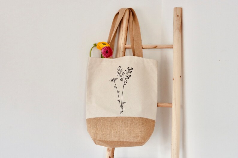 Jute bag, jute bag, carrier bag, shopping bag, name bag, market bag, flower bag, flower shopper image 3