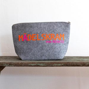 Kosmetiktasche Mädelskram personalisiert,Kosmetiktasche personalisiert,Kosmetiktasche Mädelskram, Neonfarbe,Kosmetiktasche Filz,Mädelskram