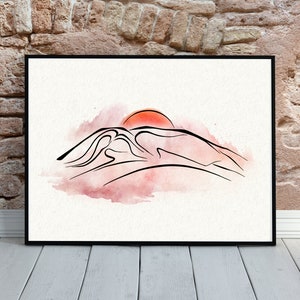 Mt. Susitna | "Sleeping Lady" | Alaska | Watercolor and Line | Digital Download