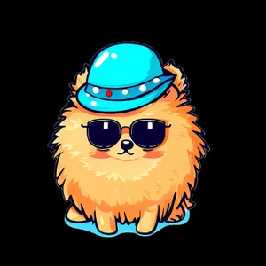 Serie di adesivi di 10 simpatici cagnolini -Stile Kawaii dimensioni 4 pollici ciascuno-Download digitale
