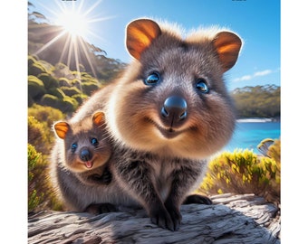 The quokka a marsupial with its young in its ventral pouch.Matte Vertical Posters