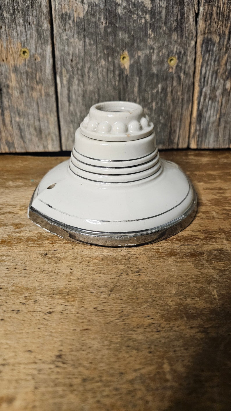 Art Deco Antique 1930s Porcelain Pull Chain Light Flush Mount Closet