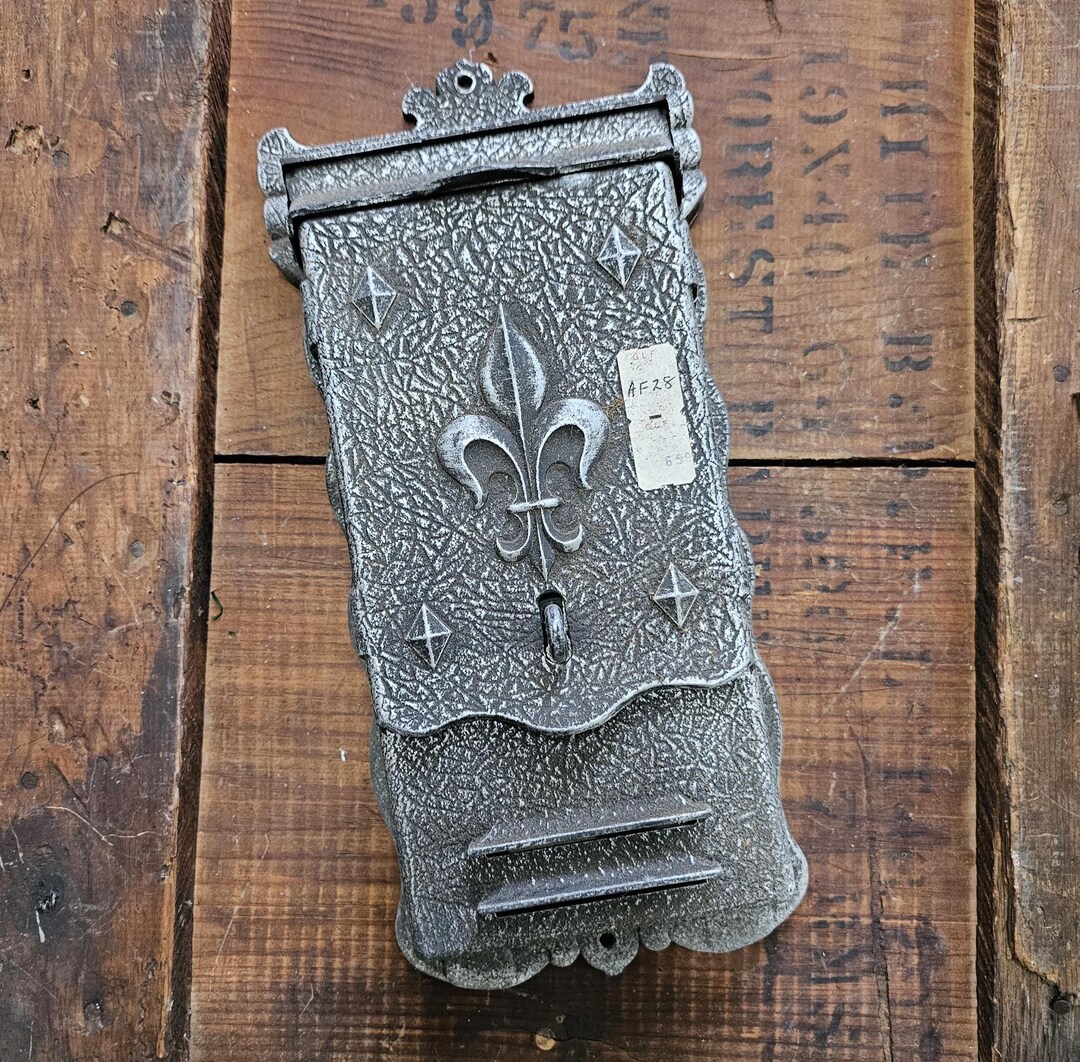 Gothic Mailboxes Vintage New Old Stock Cast Aluminum Fleur De Lis Mailbox Wall Mount ...