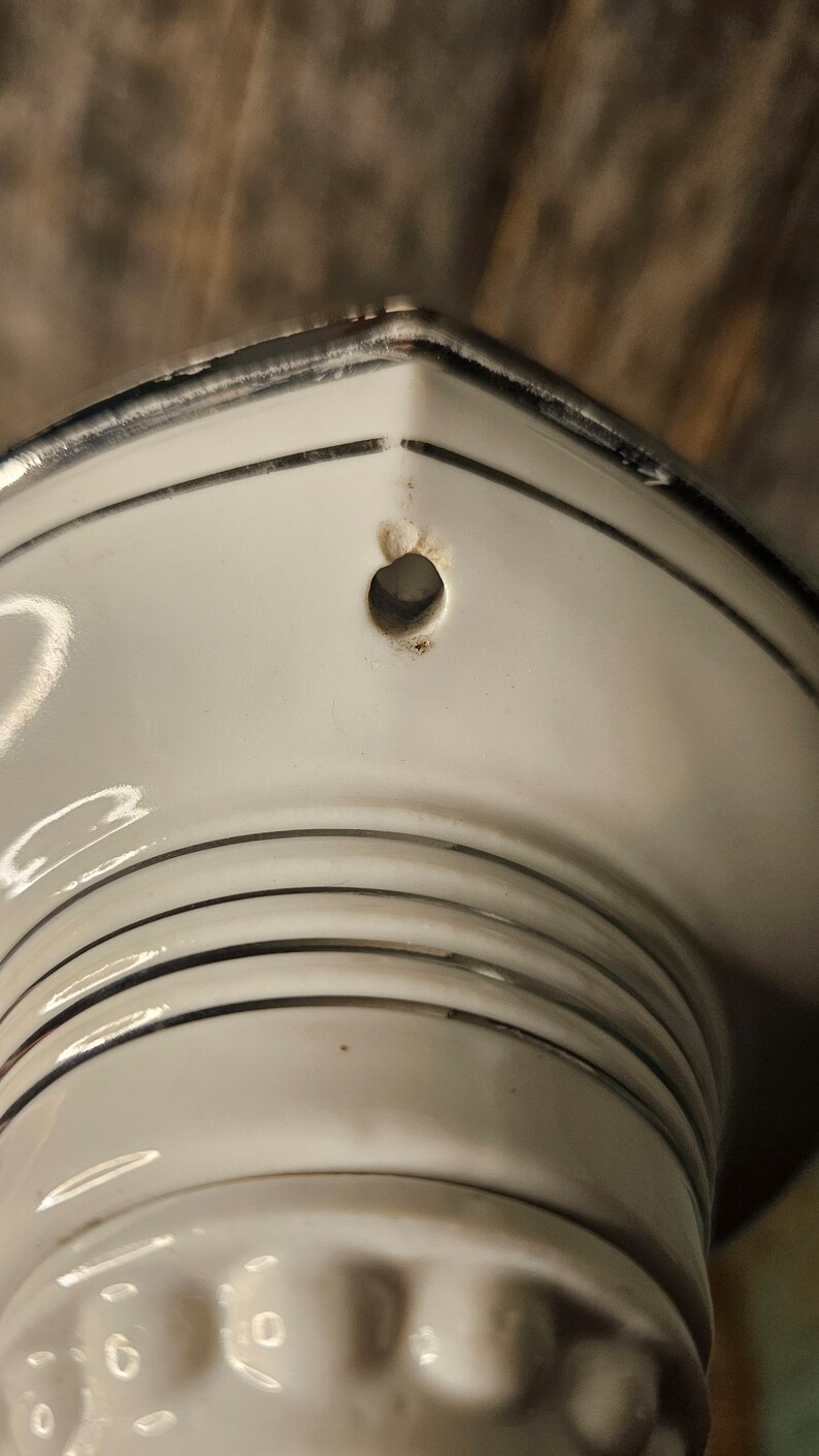 Art Deco Antique 1930s Porcelain Pull Chain Light Flush Mount Closet