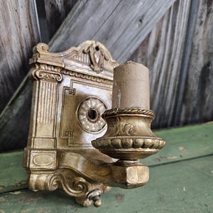 Antique Brass Wall Sconce Art Deco Light Fixture Ornate Single Arm Sconce Vintage Lighting Rewired Jandorf Socket
