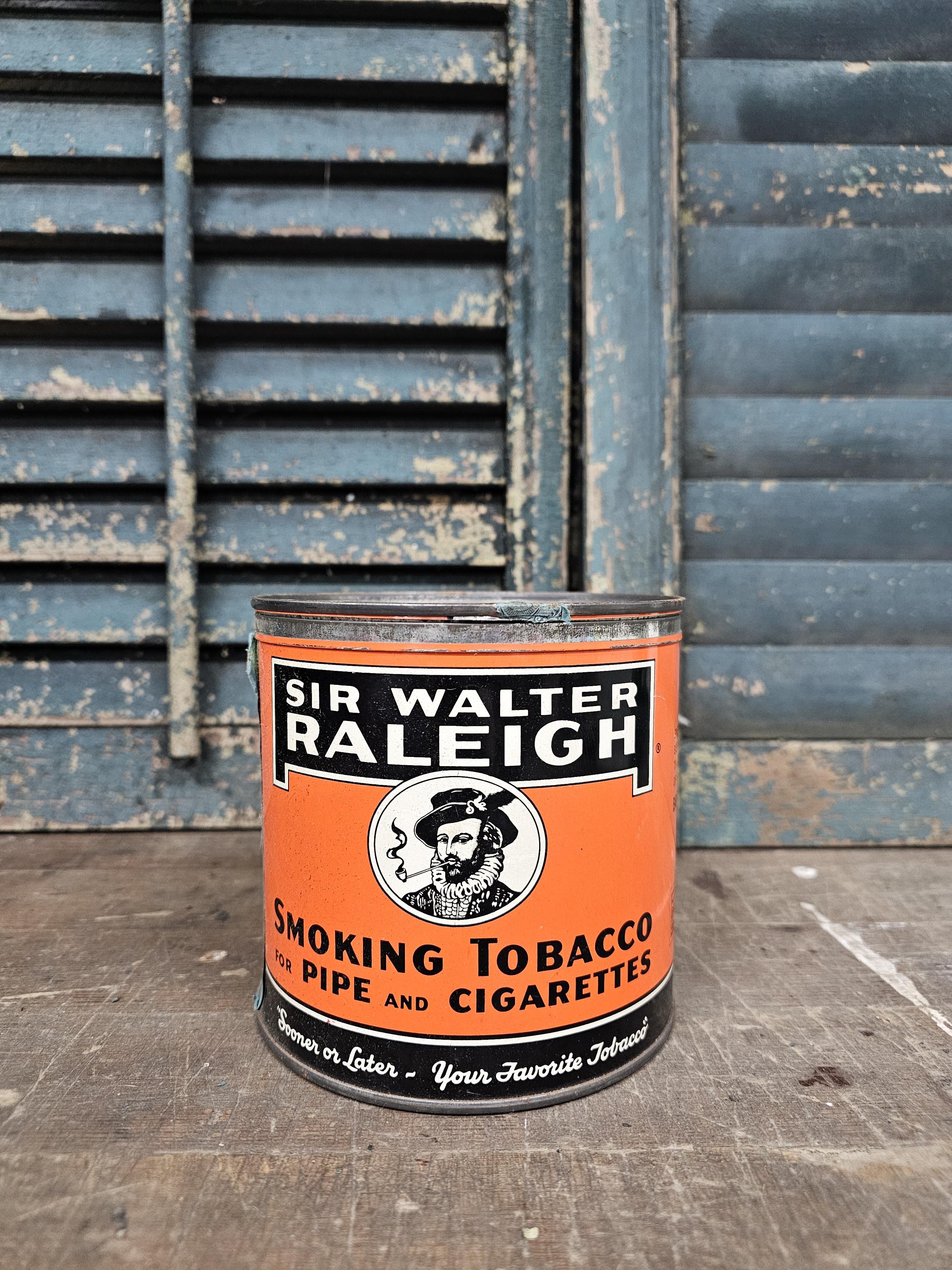 sir walter raleigh smoking tobacco can 1950s metal tin sign living wall decor Just scored an 50 year