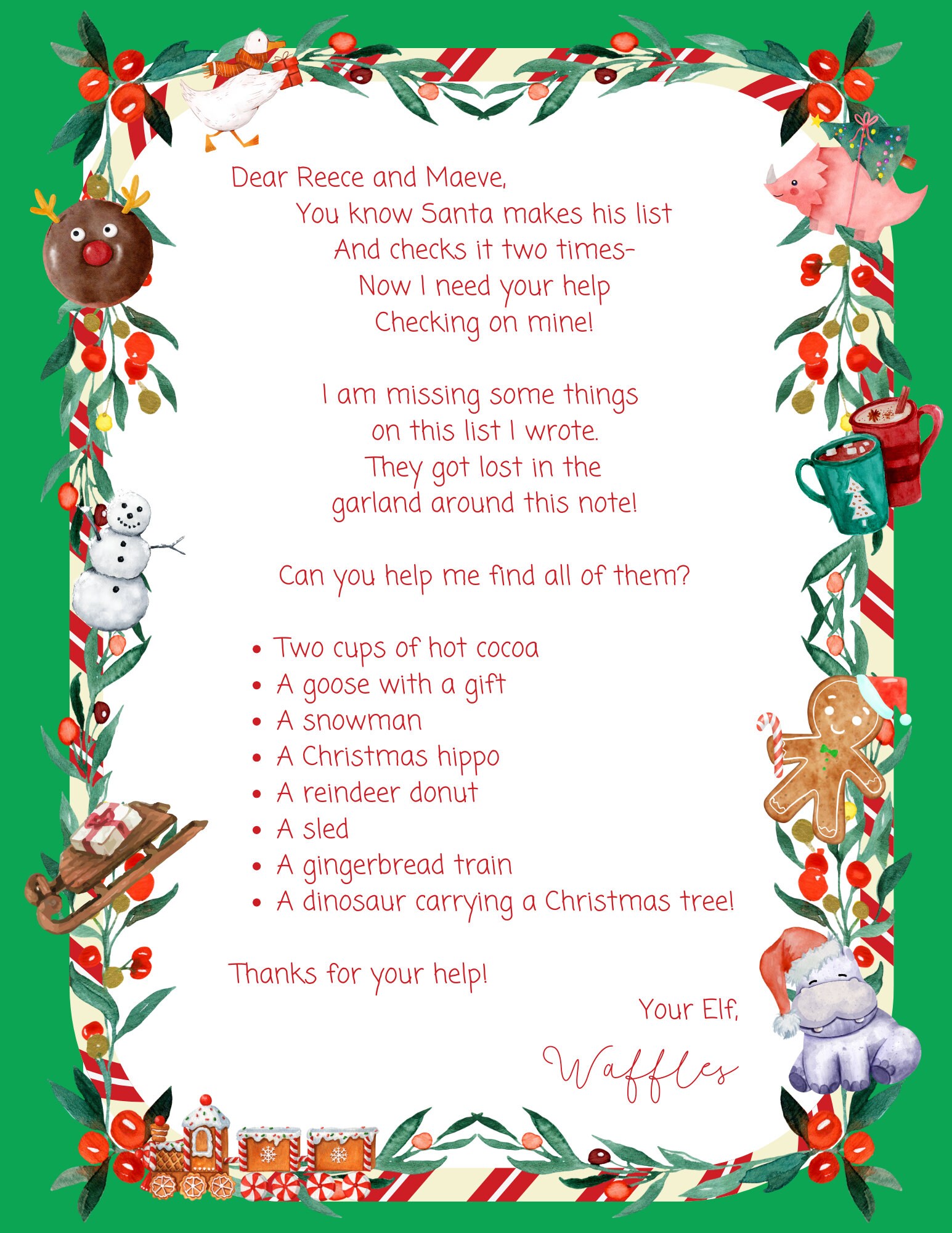 Printable Personalized Elf Letter Set Elf on the Shelf I'm Back Letter ...