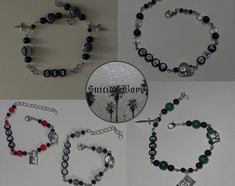 GREYDAY2026 - suicide boys themed charm bracelet -scrim - Ruby - g59 - jewelry - charm bracelet - ftp - merch - duo bracelets - emo - goth