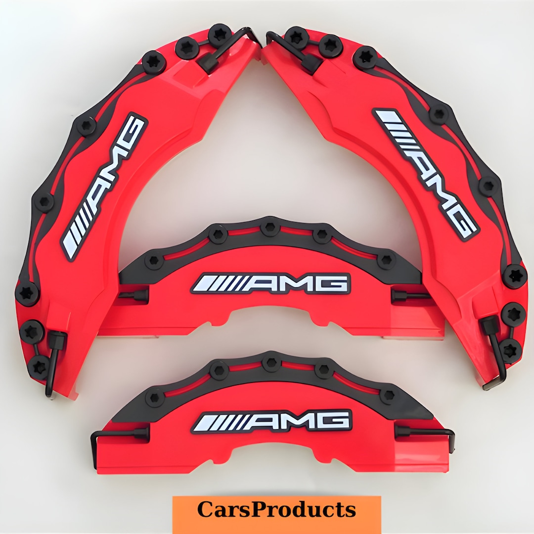 4PC Brake Caliper Covers Mercedes AMG Red / Mercedes Accessories / Car