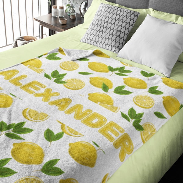 Zesty Lemon Custom Blanket - Personalized Citrus Charm - Fresh and Cozy Throw for Sunny Snuggles for Babies, Kids and Adults
