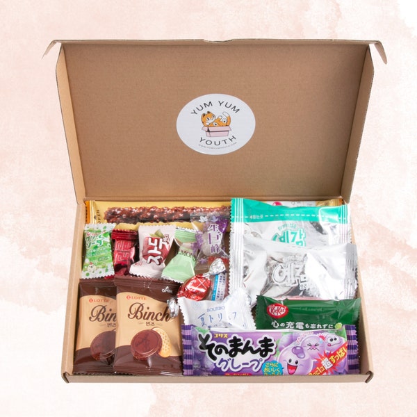 Yum Yum  Halal and Vegetarian Friendly Japanese and Korean Sweet and Savoury Snack Letterbox Gift Set - Asian Snack Taster