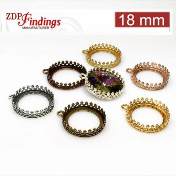 ZDP USA (6pcs ) Round 18mm Quality Solid Brass Bezel Cup Setting ,Choose Your Finish.   (8425V)