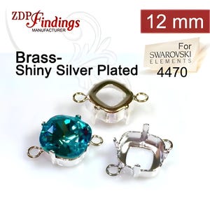 ZDP USA 10pcs x Square 12mm Open Back Connector Bezel Cup For Setting. fit Swarovski 4470 Choose your finish (SQH1211LV)