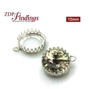 ZDP USA (4pcs ) Round 12mm Solid Sterling Silver 925 Bezel Cup Setting ,Fit Swarovski Rivoli 1122 Findings MANUFACTURER  (8090SV)