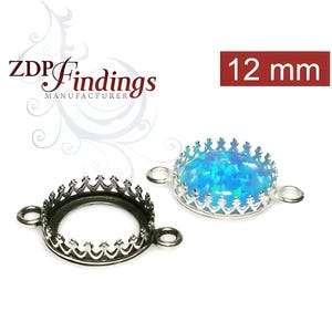 ZDP USA (4pcs ) Round 12mm Solid Sterling Silver 925 Connector Bezel Cup Setting ,Fit Swarovski Rivoli 1122 Findings MANUFACTURER  (8833SV)