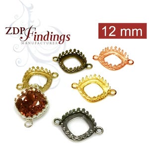 6pcs x 12x12mm Cushion shaped Brass Bezel Cup Setting, Fit Swarovski 4470 Findings MANUFACTURER (9501V)