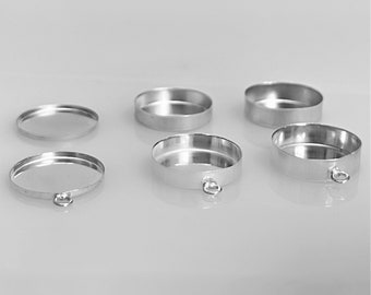 ZDP USA (10pcs ) Round 10mm Sterling Silver 925 Bezel Cup Setting, select your edge height and select desired number of loops (RD100V)