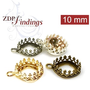 ZDP USA (10pcs ) Square 10mm Quality Solid Brass .Bezel Cup Setting ,Fit Swarovski 4470 Findings MANUFACTURER  (9481V)