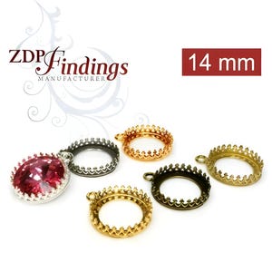 ZDP USA (10pcs ) Round 14mm Quality Solid Brass Bezel Cup Setting ,Fit Swarovski Rivoli 1122 Findings MANUFACTURER  (8089VAR)