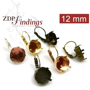 ZDP- USA  x 6pcs x Square 12mm Lever back Earrings Plated Fit European 4470 Crystal, Choose your Finish (LBSQ1211V)