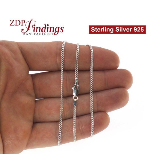 ZDP-USA 24 Inch Finished Sterling Silver 925 Curbed Chain