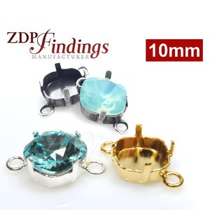 ZDP- USA (6pcs) x Square 10mm Bezel Cup Connector Fit European 4470 Crystal, Choose your Finish (SQ1011LV)